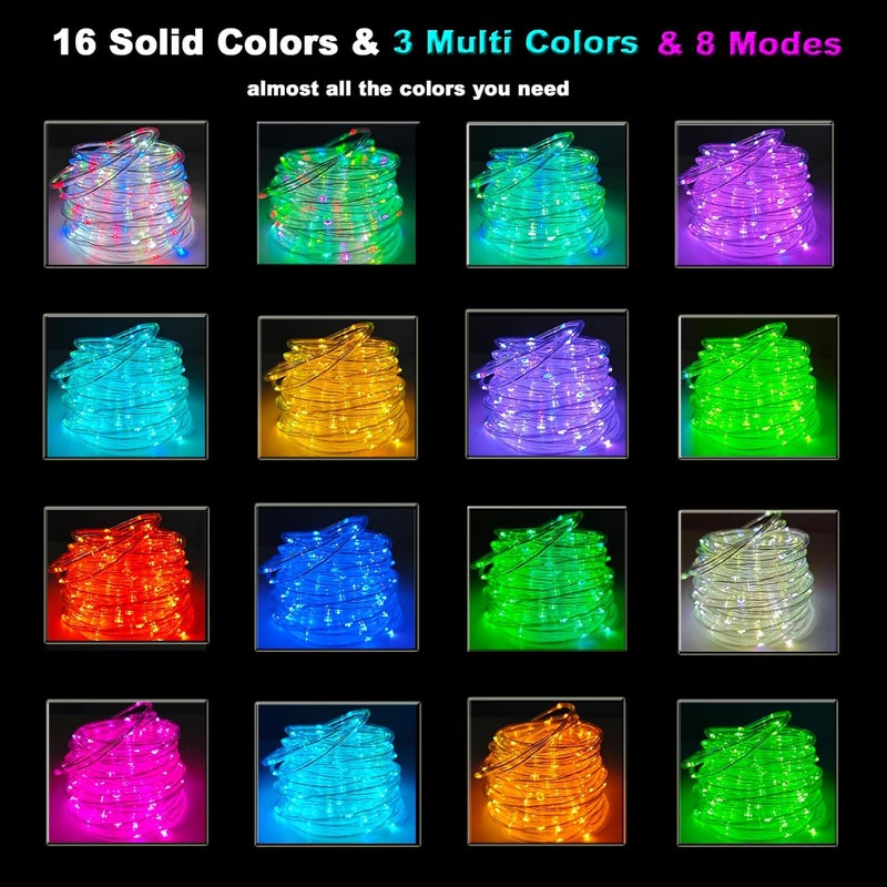 Vigdur 66FT Solar Rope Lights Outdoor - 200 LEDs 18 Color Changing Fairy Lights Outdoor Waterproof with Remote & Timer & 8 Lighting Modes, Solar String Lights for Xmas Garden Fence Tree Party - Image 2